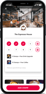 Screenshot of Loyalty Card with Add Stamp Button