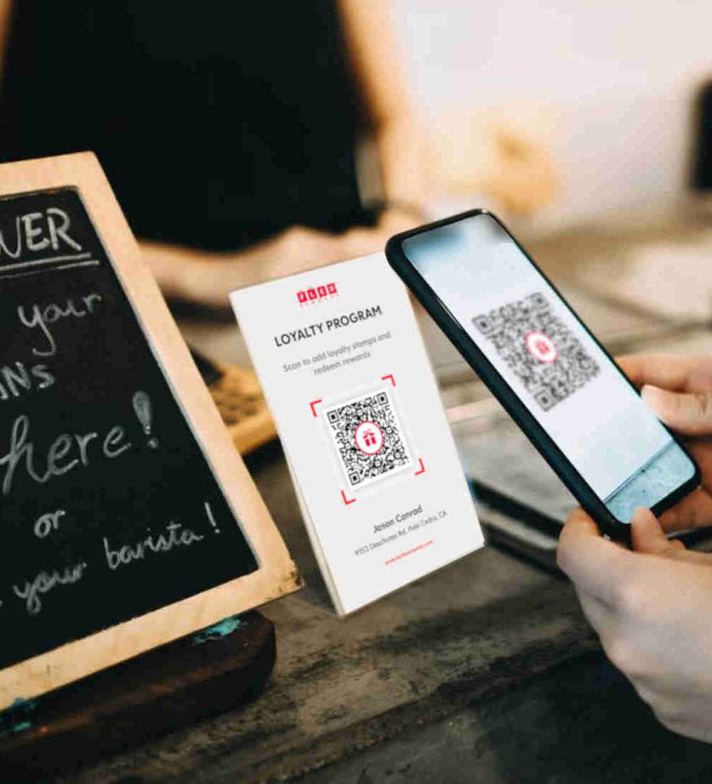 Flex Rewards Counter Display of QR Code to Join Loyalty Program and Add Stamp