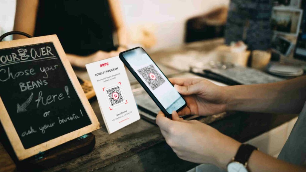 Flex Rewards Counter Display of QR Code to Join Loyalty Program and Add Stamp