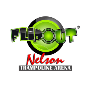 flip out nelson trampoline arena logo