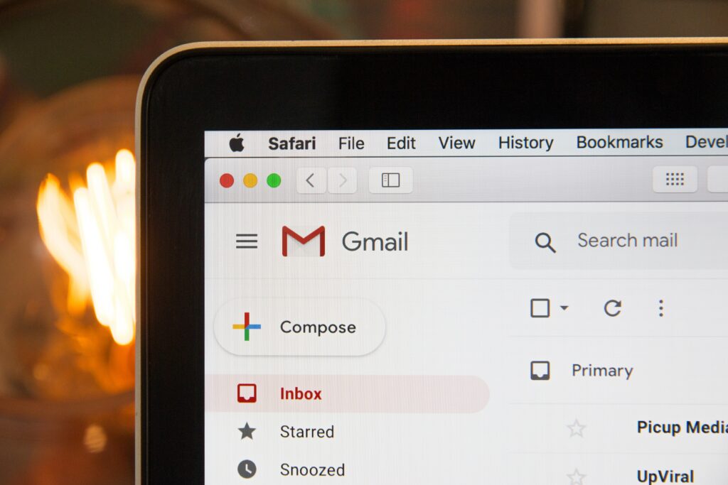 mac screen with gmail displayed