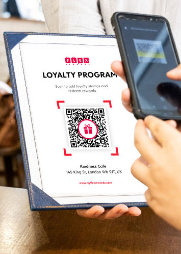 Phone Scanning Flex Rewards QR Code to Join Loyalty Program and Add Loyalty Stamp