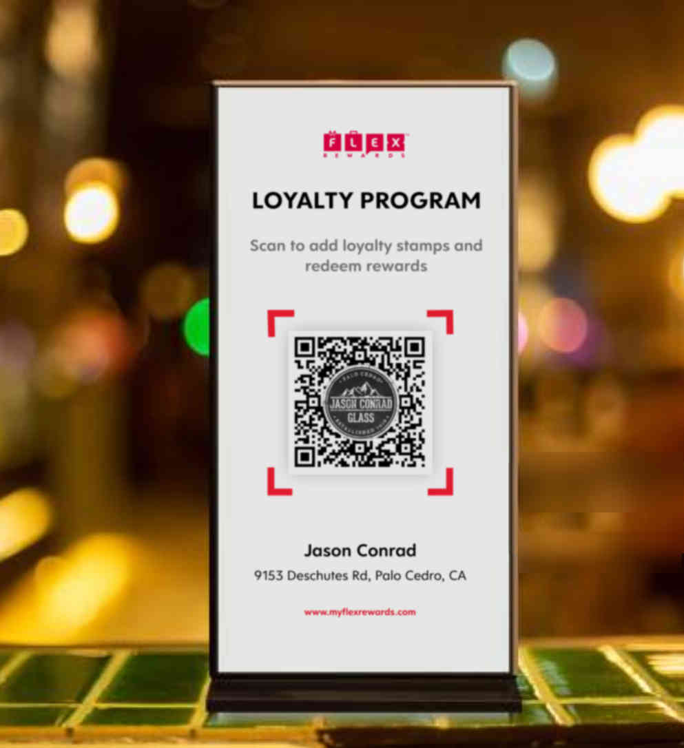 Flex Rewards Counter Display With QR Code to Add Stamps and Redeem Rewards