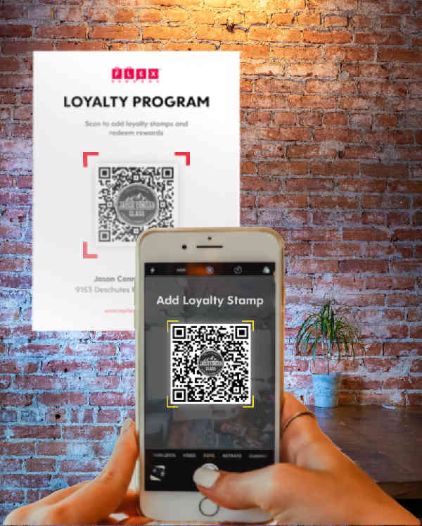 Iphone Scanning Flex Rewards QR Code to Add Loyalty Stamp