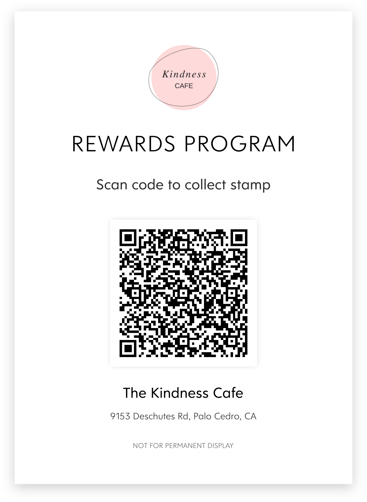 kindness cafe add stamp qr code