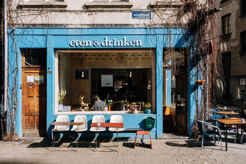 Exterior of the Eten & Drinken cafe in Belgium